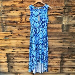 SPENSE | NWT Blue Tie Dye Sleeveless Hi Low Dress